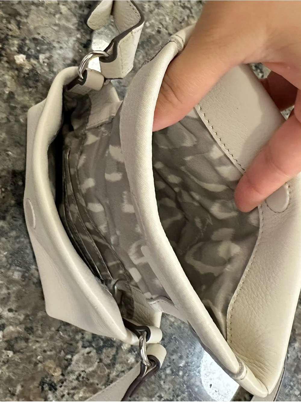 Aimee Kestenberg Cream Leather Crossbody Shoulder Bag